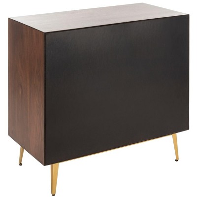 Katia Transitional 3-Drawer Walnut Chest with Gold Accents