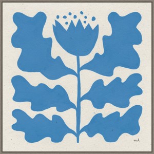 30" x 30" Delighted Floral IV Blue by Moira Hershey Framed Canvas Wall Art Print - Amanti Art - 1 of 4