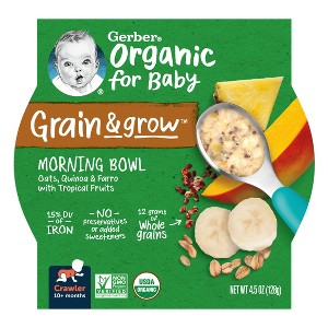 Gerber Organic Baby FoodOats Quinoa Farro Tropical Fruits Crawler Meals - 4.5oz - 1 of 4