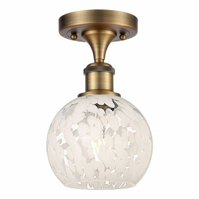 White Mouchette - 1 Light Semi-Flush Mount In Modern Style-9.25 Inches Tall and 6 Inches Wide