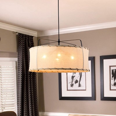 LLHZSY Aged Iron Modern 4-Light Lantern Drum Chandelier - 23 3/5"
