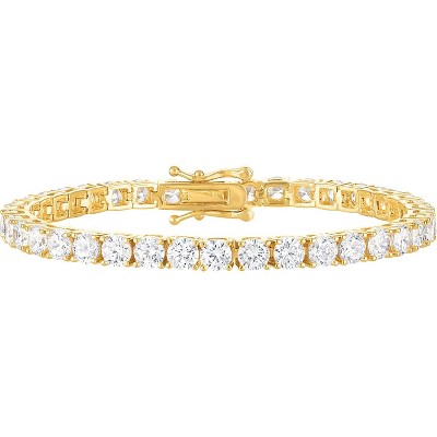 Tennis Bracelet for Women, 24K Gold Plated with AAAAA CZ Stones, 3mm/4mm Width & Multiple Sizes, Elegant Jewelry Gift