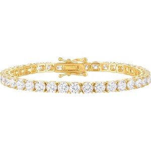 Tennis Bracelet for Women, 24K Gold Plated with AAAAA CZ Stones, 3mm/4mm Width & Multiple Sizes, Elegant Jewelry Gift - 1 of 4