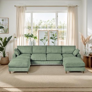Modern Polyester modular section sofa, U-shaped convertible L-shaped sofa set with pillow, oversized sectional sofa with footstool - 1 of 1