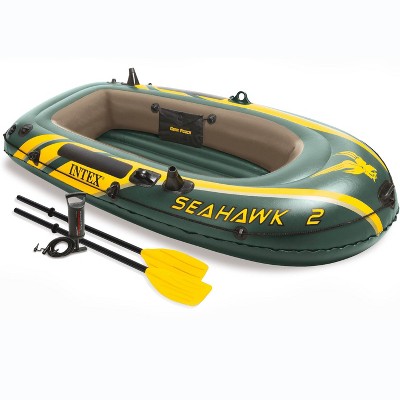 Intex Seahawk 2 Inflatable 2 Person Floating Boat Raft Set with Oars & Air Pump