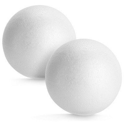 Juvale 2 Pk Large Foam Balls for Crafts, 6 Inch Solid Polystyrene Spheres for Party Decorations, DIY Projects, Ornaments, White