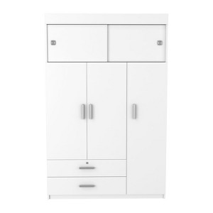 SEVOBAL Armoires with Double Doors Hanging Rod Two Drawers and Adjustable Shelves for Bedroom and Closet Storage, White, 47.2"*20.2"*187.5" - 1 of 4