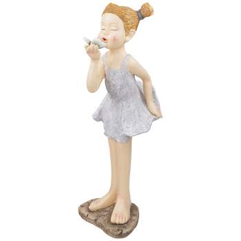 Northlight Girl with Butterfly Outdoor Garden Statue - 29"
