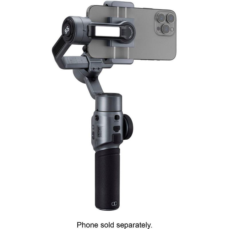 Zhiyun - Smooth 5S 3-Axis Gimbal Stabilizer Standard for Smartphones with Detachable Tri-pod Stand - Gray, 1 of 12