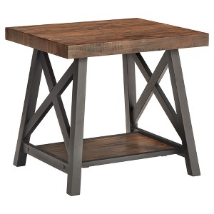Lanshire Rustic Industrial Metal & Wood End Table - Brown - Inspire Q
