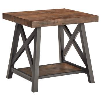 Lanshire Rustic Industrial Metal & Wood End Table - Inspire Q
