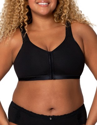 Curvy Couture Women's Cotton Luxe Front and Back Close Wireless Bra Grey  Heather 34G