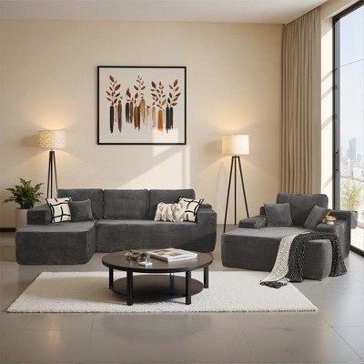XIZZI Modular Sectional Sofa Couch, L/U-Shape Upholstered Couch, Modern Minimalist Couches for Living Room, Free Combination Deep Seat Corner Couch