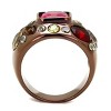 Slickblue Women’s IP Black, Sea Blue, Oblong CZ Center, Stainless Steel Ring, Multicolor Accents, size 5-10 - 3 of 4