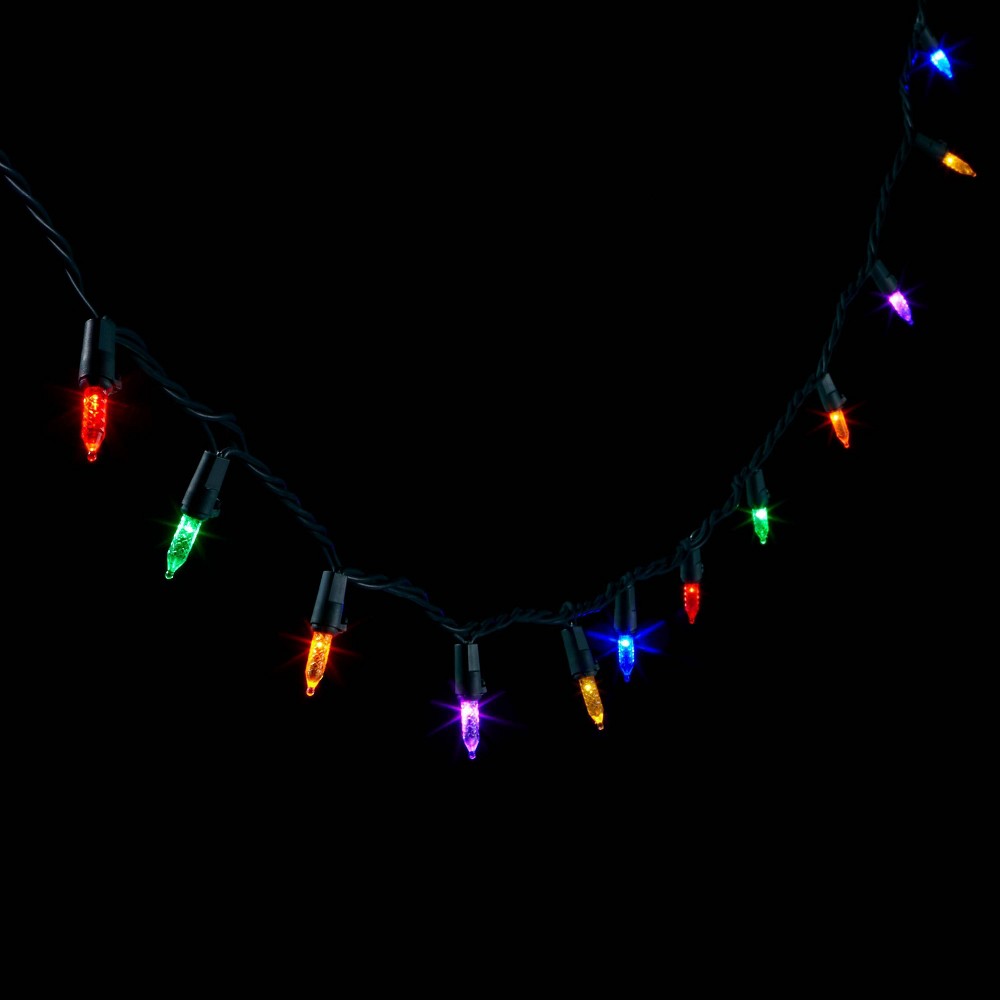 60ct LED Faceted Mini Christmas String Lights Multicolor with Green Wire - Wondershop