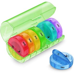 Sukuos 7-Day 2x Pill Organizer, Large Daily Pill Cases for Pills, Vitamins, Fish Oil & Supplements - 1 of 4