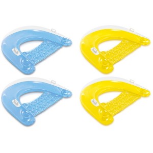 Intex Sit 'N Float Inflatable Lounges Blue and Yellow 4 Pack 60" X 39" - 1 of 3