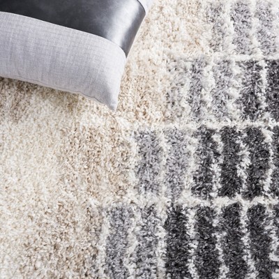 Fontana Ivory and Grey Rectangular Shag Area Rug