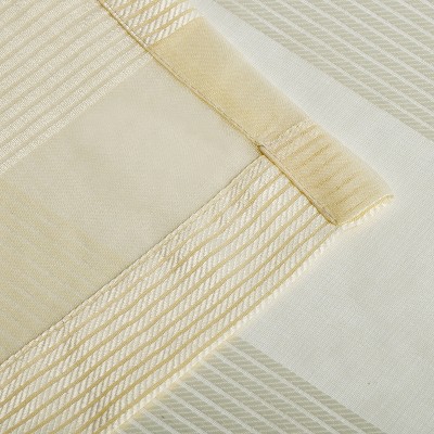 Cream 52" x 96" Rope Stripe Sheer Grommet Curtain Panels