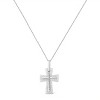 Haus of Brilliance Silver Prong-Set Diamond Accent Cross Pendant Necklace - 2 of 4