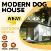 LOVSON Modern Outdoor Solid Wood Dog House: Durable, Waterproof Design with Food Bowl and 4 Swivel Wheels - 4 of 4
