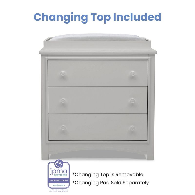 Delta Children Perry 3 Drawer Dresser with Changing Top and Interlocking Drawers - Moonstruck Gray, 5 of 17