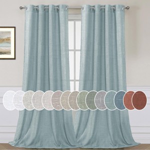 Living Room Linen Curtains Nickel Grommet Energy Saving Light Filtering Semi Sheer Curtain - 1 of 4