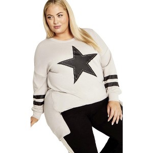 Avenue Women's Plus Size You're A Star Sweater - 1 of 4