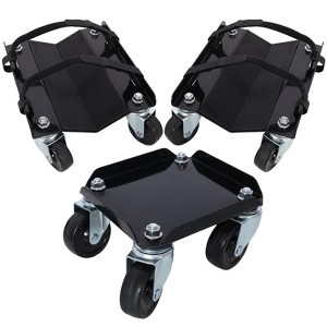 VisioGear 3PCS Snowmobile Dolly, Heavy Duty V-Slide with 2.5"Swivel Casters and Rubber Pad, Black, 7"*7"*4.37" - 1 of 4