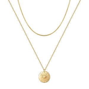 Turandoss 18K Gold Sun Layered Necklaces for Women - Pendant Necklace with Snake Choker, Gold Jewelry for Women, Christmas Gifts, 16+2/18+2Inches - 1 of 4