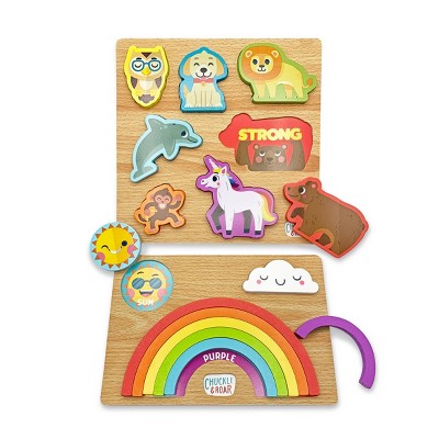 Photo 1 of 2 Chuckle  Roar Rainbow  Animals Wooden Kids Puzzle Set - 2pk