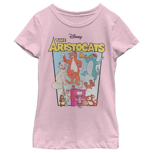 Girl's Aristocats Retro Crew Poster T-shirt - Light Pink - Large : Target