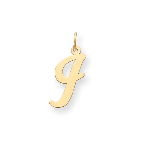 Black Bow Jewelry 14k Yellow Gold, Madison Collection, Medium Script Initial Pendant A-W - 1 of 4