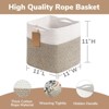 Aoibox Cube Storage Bins 11x11 Rope Woven Baskets for Organizing Shelves 3 Pack with Handles and Labels White Brown - 3 of 4