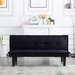 AndMakers 63.2 in. Black Velvet Twin Size Sofa Bed - 1 of 4