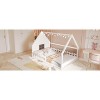 APRILSOUL Full Size Wood House Bed with Window and Fence, Gray - 4 of 4