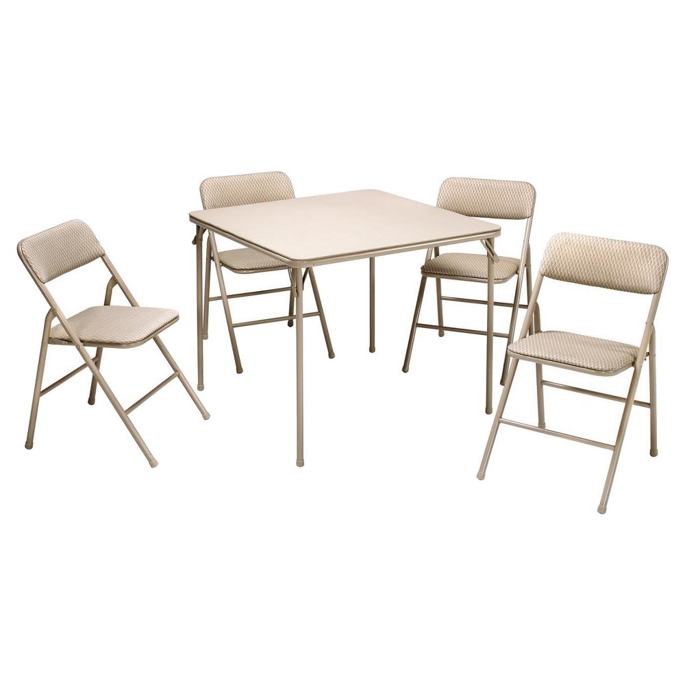 5 Piece Folding Table and Chair Set - Wheat Diamond - Cosco, Tan