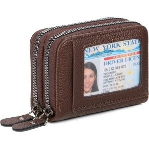 Clotth Wallet for Women – RFID Blocking PU Leather Small Wallet with ID Window,Double Zipper Pocket,12-Card Organizer,for Daily Errands,Travel - 1 of 4