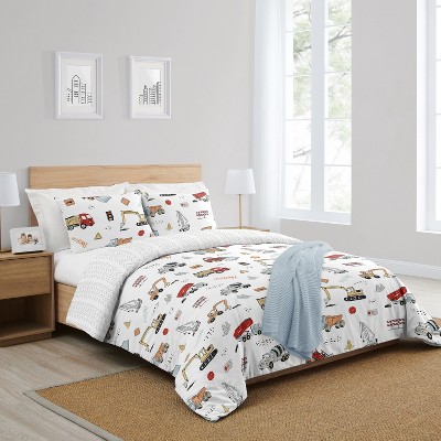 Sweet Jojo Designs Full/Queen Comforter Bedding Set Construction Truck Red Blue and Grey 3pc — фото 2