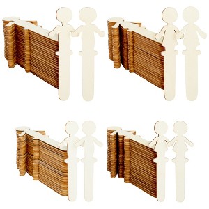 Juvale 100 Pack Unfinished People Shaped Craft Sticks, Wooden Popsicle Sticks for DIY Projects - 1 of 4