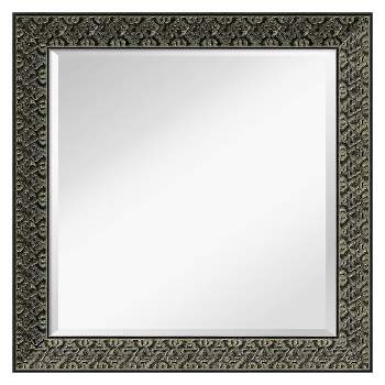 25" x 25" Intaglio Embossed Black Framed Wall Mirror - Amanti Art