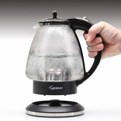 Capresso 48 oz Black and Chrome Glass Electric Kettle