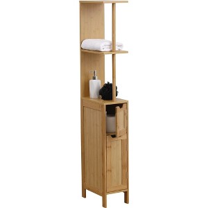 Evideco French Home Goods Slim Storage Cabinet Freestanding Bathroom Organizer with Shelves and Magnetic Door - 1 of 4