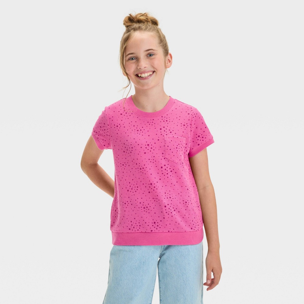 Girl Short Sleeve Star Waffle T-Shirt