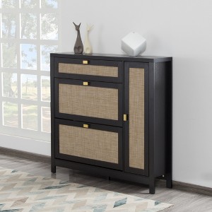 Gulches Shoe Storage Cabinet - 3 Flip Drawers, White High-Quality MDF, Adjustable Shelves, Ventilated Back, Slim Fit for Foyers/Hallways/Entryways - 1 of 4