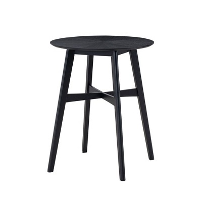 Okak Round Dining Table Kitchen Table Wooden High Top Table Bar Table for 2-4 for Dining Room, Restaurant, Pub, Black
