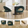 Kumasinova Velvet Upholstered Dining Chair with Curved Backrest, Single Ergonomic Kitchen Chair with Golden Metal Legs, Adjustable Foot Nails - 3 of 4