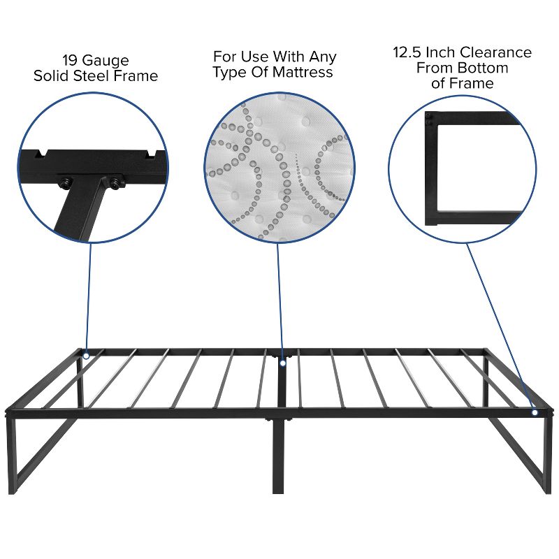 Emma and Oliver 14 Inch Twin Metal Platform Bed Frame/Steel Slat Support/No Box Spring Needed, 5 of 17