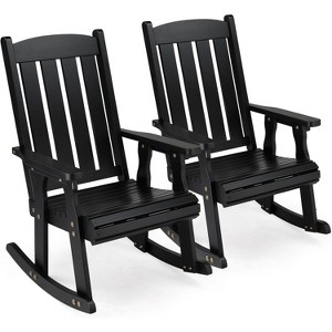 VINGLI Outdoor Rocking Chair Set, Heavy Duty 600 LBS Wooden Rocking Chair with Comfortable Backrest, Weatherproof Rocker with Ergonomic Design - 1 of 4
