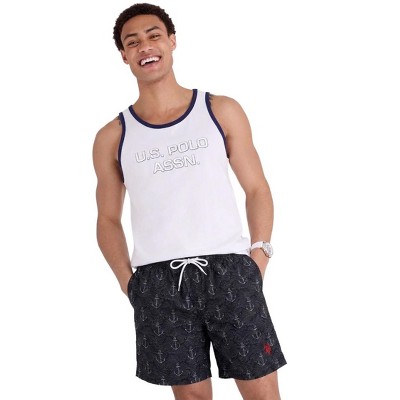 U.S. Polo Assn. U.S. Polo Assn. Men's Anchor Print Swim Trunk Black Large — фото 4